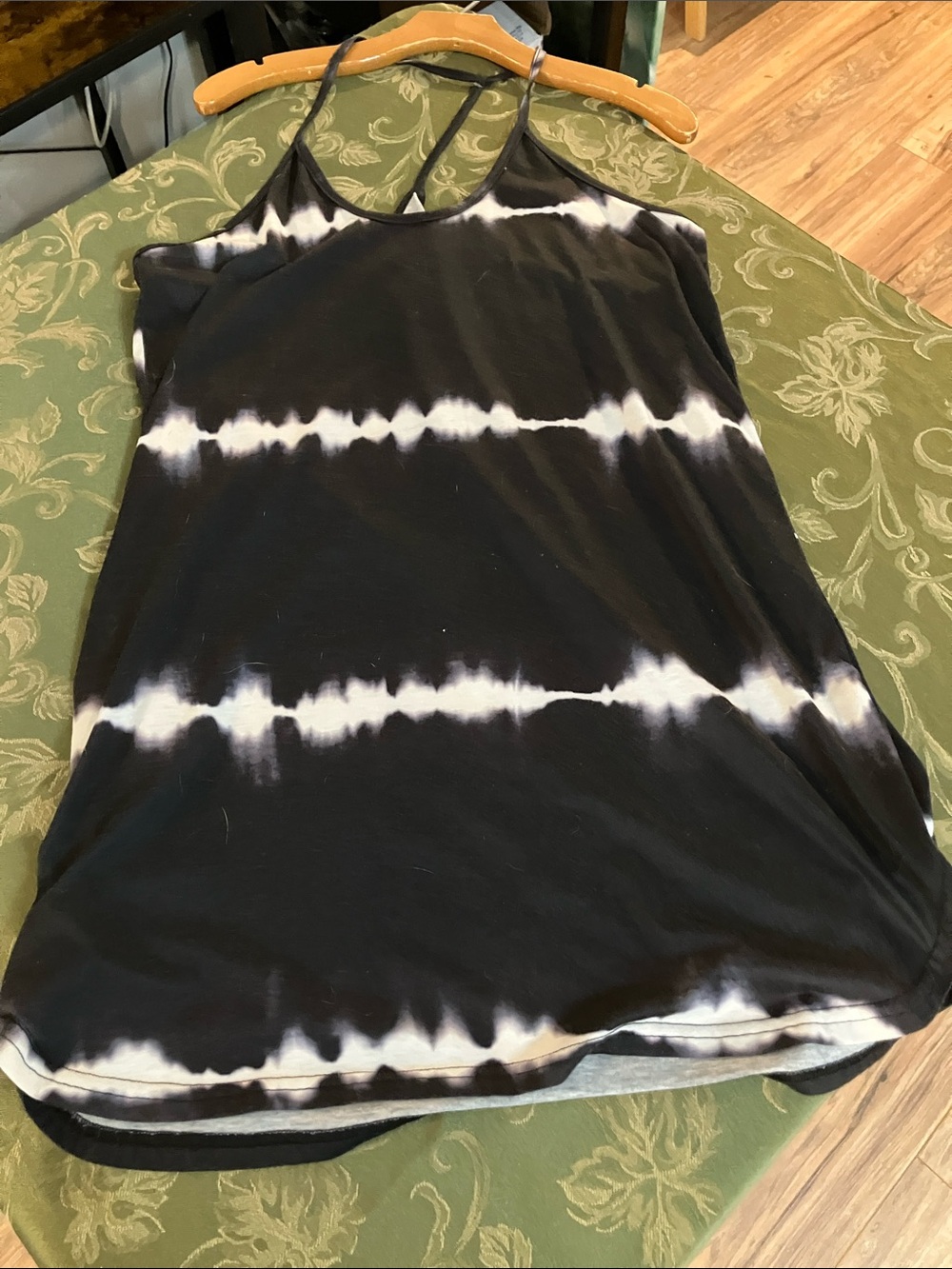 SHEIN Black & White Tie-Dye Strappy Midi Slip Dress